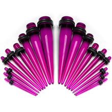 14 to 00G Fuchsia Acrylic Straight Taper Set 18 Piece Stretching Kit