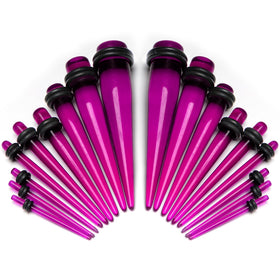 14 to 00G Fuchsia Acrylic Straight Taper Set 18 Piece Stretching Kit