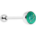 Green Faux Opal Fun with Color Barbell Tongue Ring