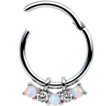 16G 3/8 White Synthetic Opal Dazzle Hinged Segment Ring