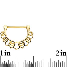 14G 9/16 Gold Plated Lattice Style Leaves Nipple Clicker Set