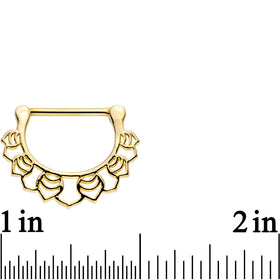 14G 9/16 Gold Plated Lattice Style Leaves Nipple Clicker Set