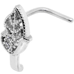 18G Clear CZ Leaf Faux Hoop L Shaped Nose Ring