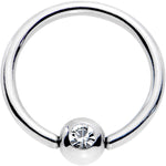 20G 5/16 Clear CZ Gem Steel 3mm Ball BCR Captive Ring