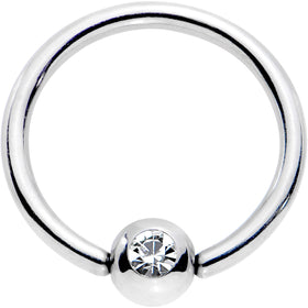 20G 5/16 Clear CZ Gem Steel 3mm Ball BCR Captive Ring