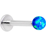5/16 Blue Faux Opal 3mm Ball Internally Threaded Labret Monroe