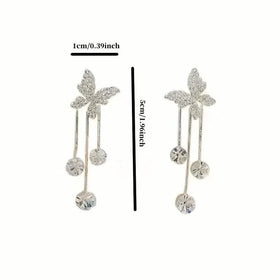 Golden-Tone Alloy Zirconia Dangle Earrings