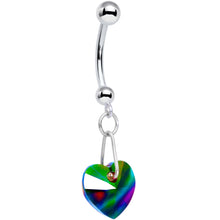 14K White Gold Heart Belly Ring Created with Crystals