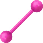 14G 5/8 Pink Acrylic Over Steel Barbell Tongue Ring