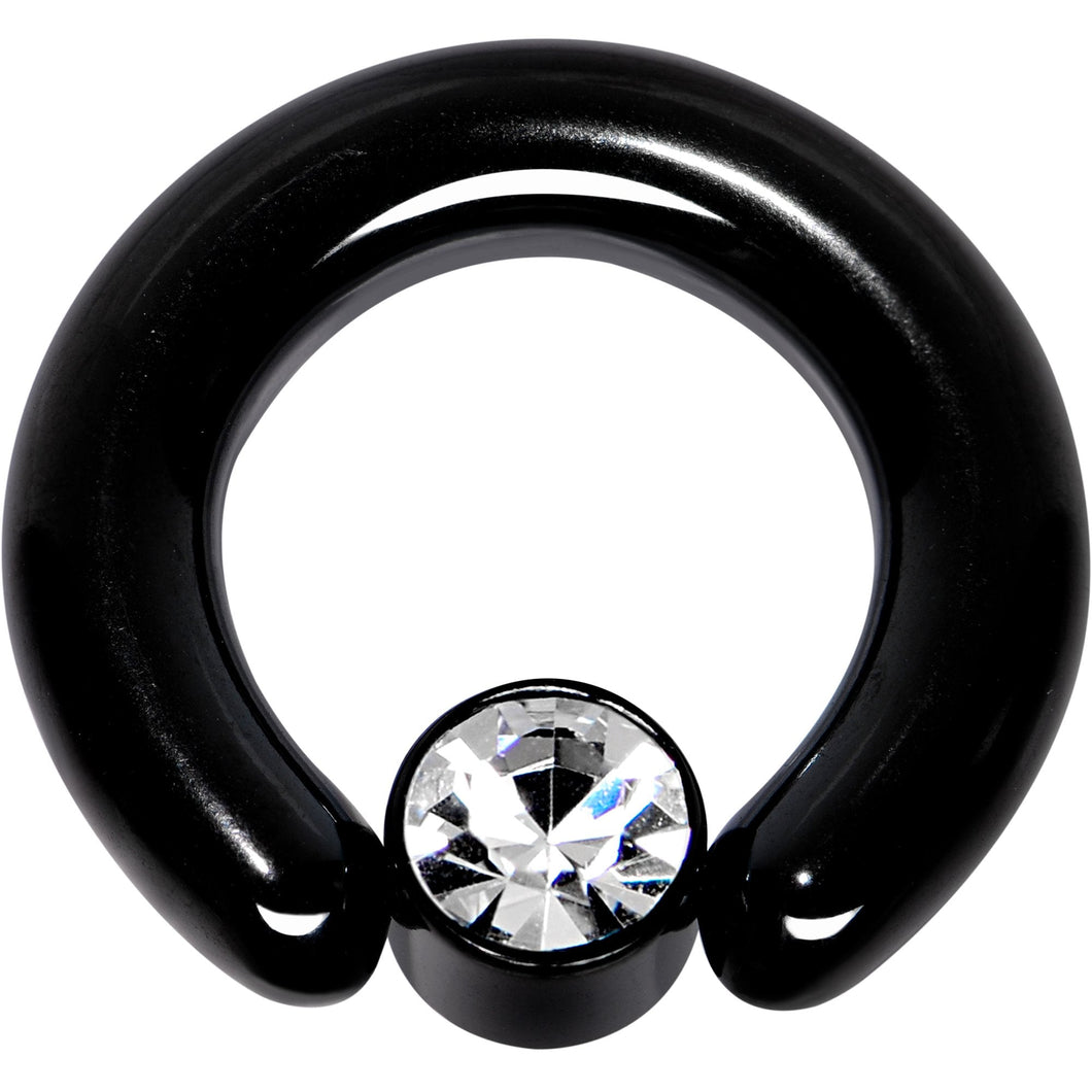 4G 9/16 Clear Gem 7mm Disc Black BCR Captive Ring