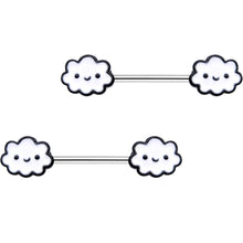 14G 9/16 Fluffy Little Clouds Barbell Nipple Ring Set