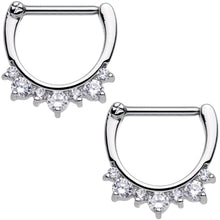 14G 1/2 Clear Gem Septet Nipple Clicker Set