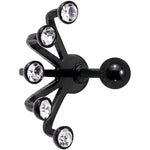 16G 1/4 Clear Gem Black Anodized Glam Fan Cuff Cartilage Earring
