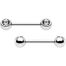 Clear Gem Rainbow PVD Stainless Steel Barbell Nipple Ring Set of 4