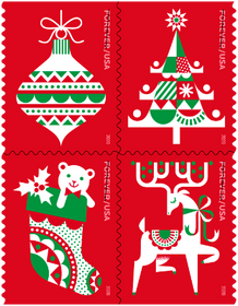 Official USPS Holiday Delights Forever stamps booklet artwork