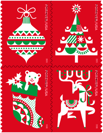 Official USPS Holiday Delights Forever stamps booklet artwork