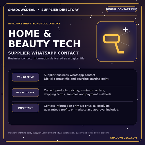 Home and beauty technology supplier WhatsApp contact digital file from ShadowsDeal