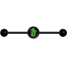 14G Green Grenade Black Industrial Barbell 37mm