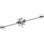 14G Clear Gem Lotus Flower Leaf Industrial Barbell 38mm