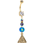Eye of the Pyramid Dangle Belly Ring Created with Crystals