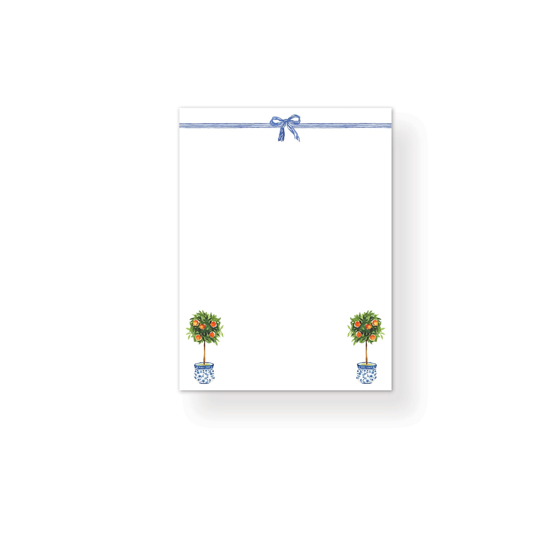 Orange Tree Chinoiserie | Notepad | Blue Watercolor Bows | Perfect Gift