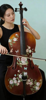 Rose Delight Cello Outfit | Pearl & Crystal Tailpiece, Brazilwood Bow & Case