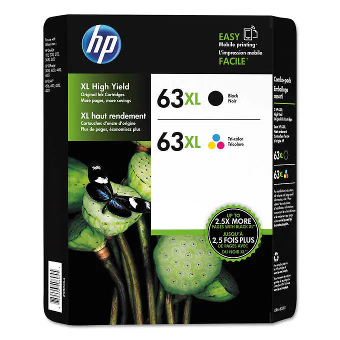 New, Pre-Owned - High Yield HP 63XL Black and Tri-Color Ink Cartridge