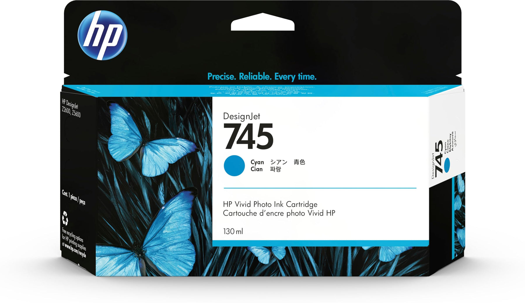 New, Pre-Owned - HP 745 130-ml DesignJet (F9J97A) Cyan Ink Cartridge