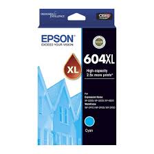 New, Pre-Owned - Epson 604XL High Yield Cyan Ink Cartridge,  C13T10H24010