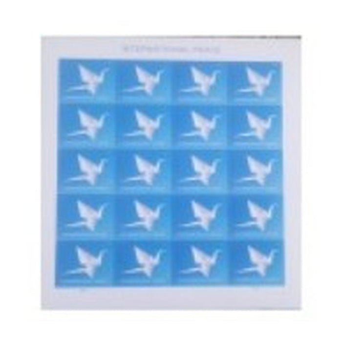 2026 International Peace Forever postage stamps, origami crane, sheet of 20