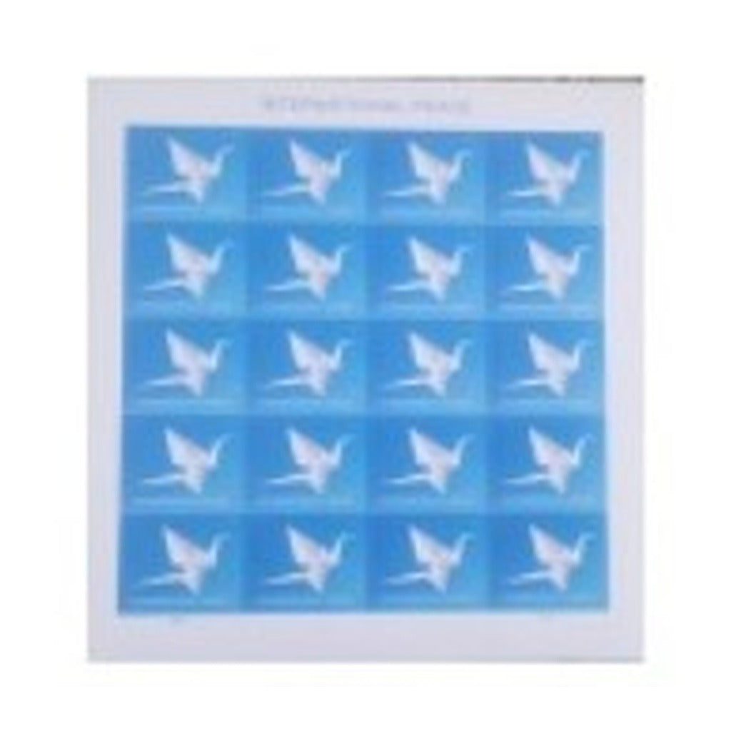 2026 International Peace Forever postage stamps, origami crane, sheet of 20