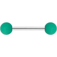 Green Silicone Coated Acrylic Ball End Barbell Tongue Ring