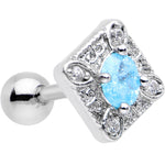 16G 1/4 Clear Aqua Gem Rococo Rhombus Tragus Cartilage Earring