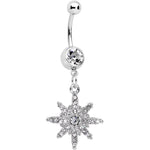 Clear Gem Northern Winters Snowflake Dangle Belly Ring