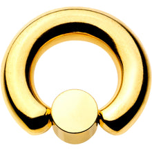 2G 9/16 Clear Gem 8mm Disc Gold IP BCR Captive Ring