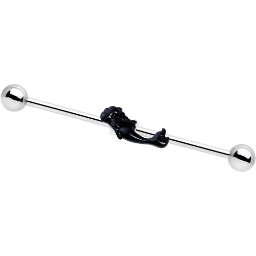 Black Diving Mermaid Industrial Barbell 38mm