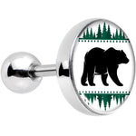 16G 1/4 Winter Polar Bear in Woods Tragus Cartilage Earring