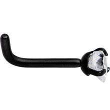 18G 1/4 Clear Heart 3mm CZ Gem Black IP L-Shape Nose Ring