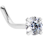 18G 1/4 Clear 3mm CZ Gem Steel L-Shape Nose Ring