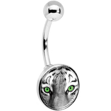 Black White Tiger Eyes Belly Ring