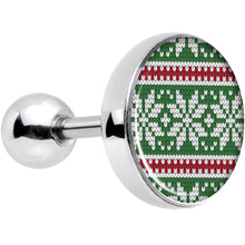 16G 1/4 Green Red Christmas Sweater Tragus Cartilage Earring