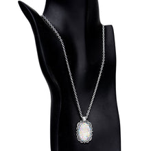Handcrafted White Faux Opal Splash Silver Plated Chain Necklace