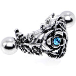 16G 1/2 Aqua Gem Floral Wreath Cuff Cartilage Earring