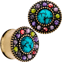 Gold Plated Southwestern Stone Age Double Flare Plug Set 2G to 22mm