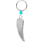 16G 1/4 Clear Gem Feathered Wing Dangle Circular Hoop
