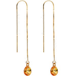 Orange Gem 14K Gold Threader Earrings Created with Swarovksi Crystals