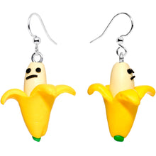 Handcrafted Silver Plated Grumpy Banana Yum Yum Fishhook Earrings