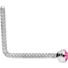 Pink 2mm Gem Inlay So Twisted L Shaped Nose Ring