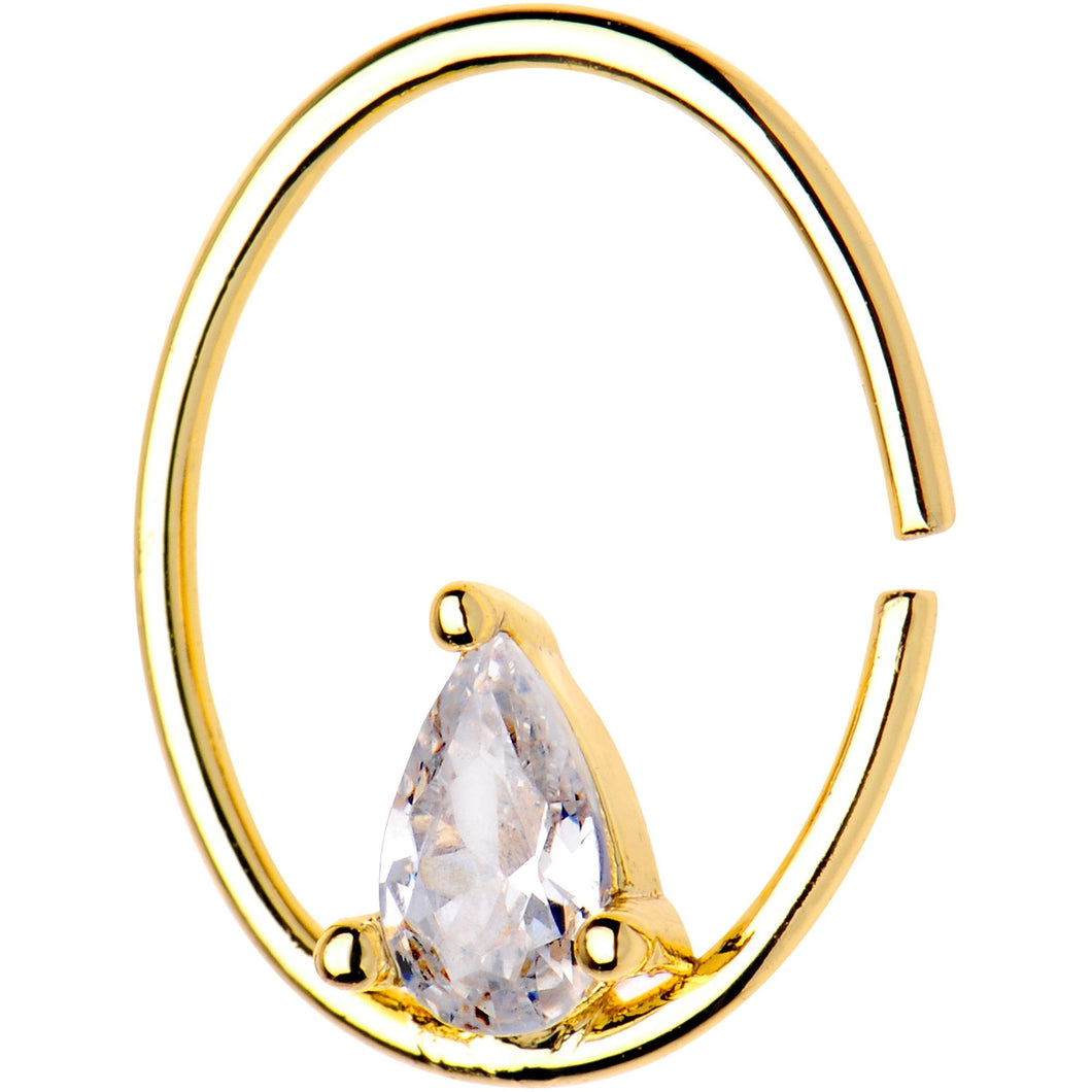 20G 3/8 Clear CZ Gem Gold Tone Circular Seamless Ring
