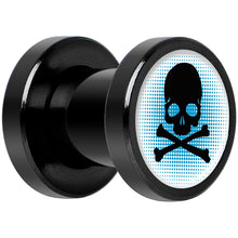 Blue Black Skull Black Anodized Screw Fit Plug Set 2G